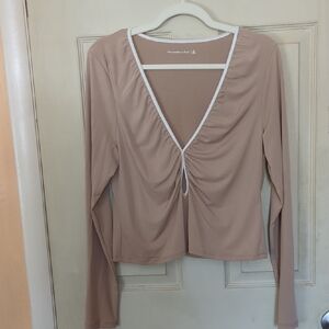 NWOT Abercrombie Fitch XL Slinky Keyhole Top Biege